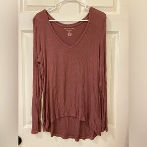American Eagle Soft & Sexy Ribbed V-Neck Long Sleeve Tee size Large
